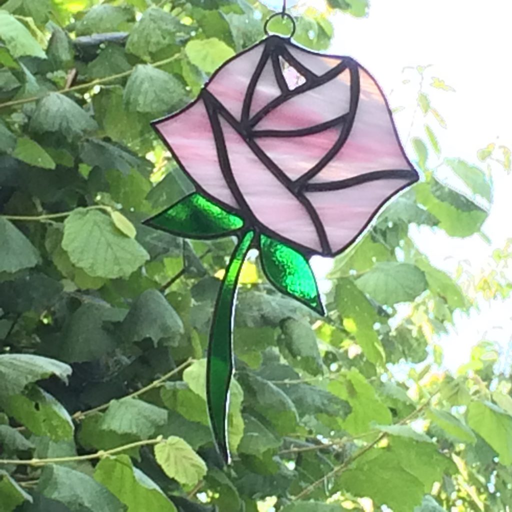 Everlasting Glass Double Flower Soft Pink, Turquoise & Green main image 1